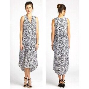 Loyal Hana The January in Black White Chevron  Midi Dress S NWOT